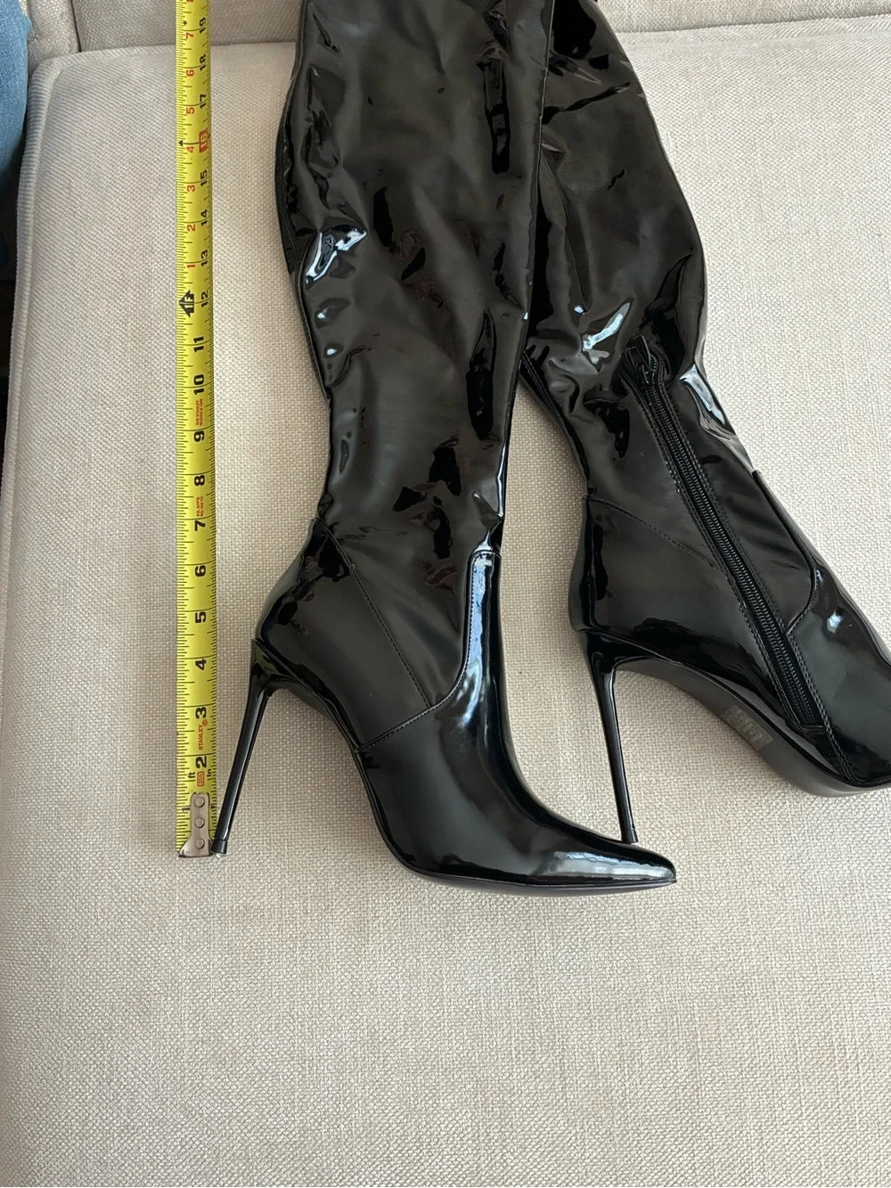 Women's Black Patent Over-the-Knee Stiletto Boots